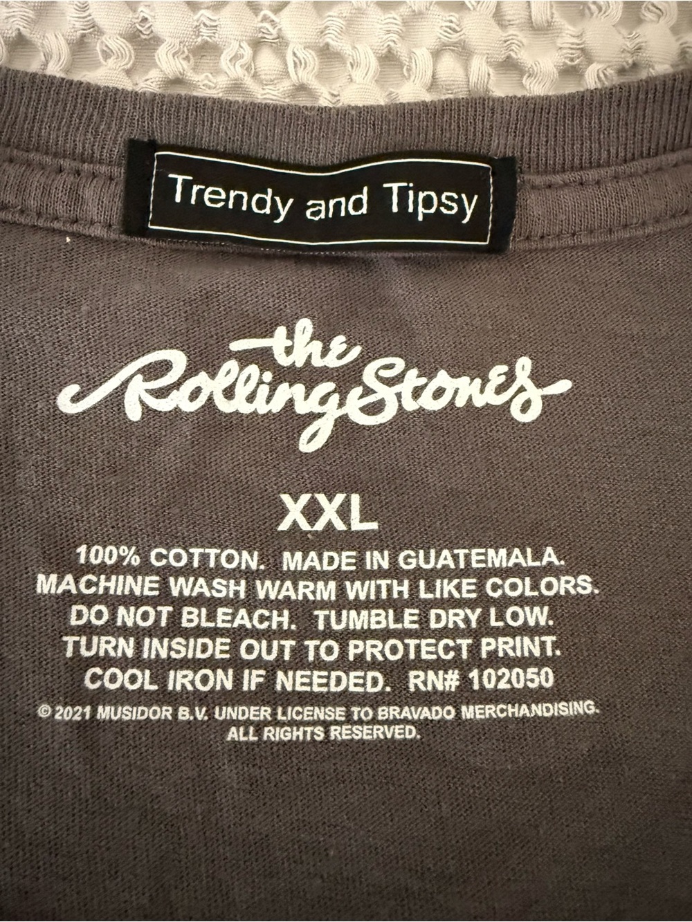 the Rolling Stones Gray V‑Neck Tee with Multicolor Tongue Graphics - Picture 2 of 6